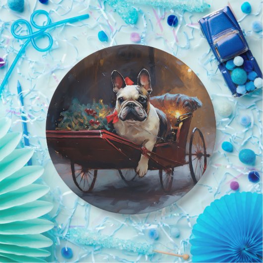 ブルドッグフランスのクリスマスフェスティバルシーズン ペーパープレート (パーティー)