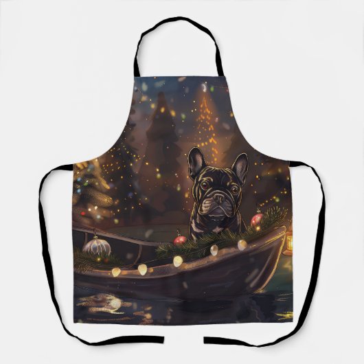 ブルドッグフランスのクリスマスフェスティバル航海 エプロン (正面)