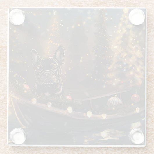 ブルドッグフランスのクリスマスフェスティバル航海 ガラスコースター (裏面)