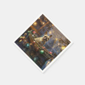 ブルドッグフランスのクリスマスフェスティバル航海 スタンダードカクテルナプキン (角)