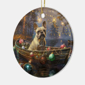 ブルドッグフランスのクリスマスフェスティバル航海 セラミックオーナメント (左)