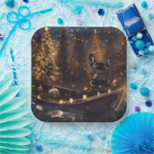 ブルドッグフランスのクリスマスフェスティバル航海 ペーパープレート (パーティー)