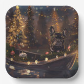 ブルドッグフランスのクリスマスフェスティバル航海 ペーパープレート (正面)