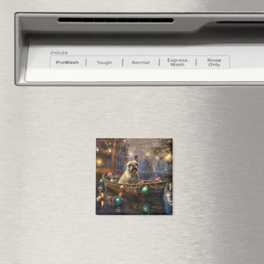 ブルドッグフランスのクリスマスフェスティバル航海 マグネット (インサイチュ (食洗機))