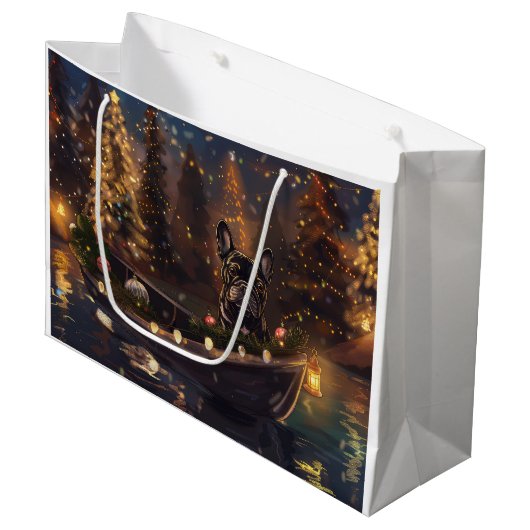 ブルドッグフランスのクリスマスフェスティバル航海 ラージペーパーバッグ (正面アングル)