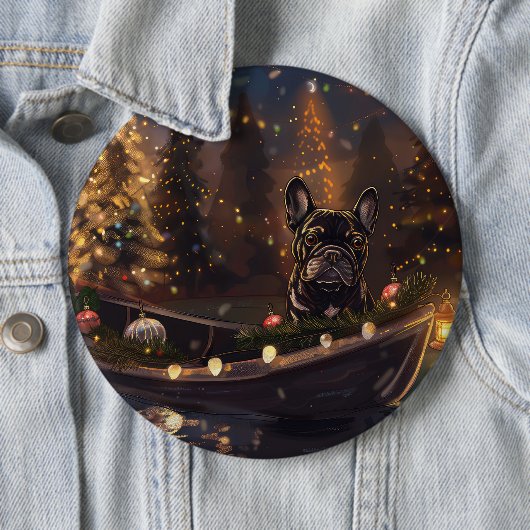 ブルドッグフランスのクリスマスフェスティバル航海 缶バッジ (インサイチュ)
