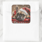 ブルドッグフランスのクリスマスフェスティバル スクエアシール (バッグ)