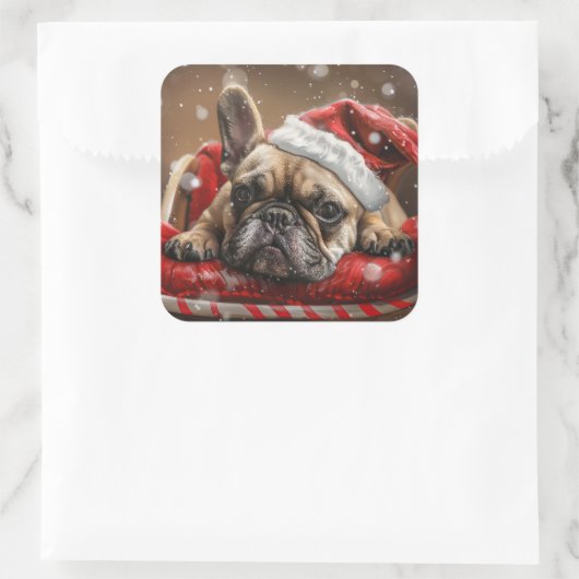 ブルドッグフランスのクリスマスフェスティバル スクエアシール (バッグ)