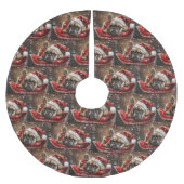 ブルドッグフランスのクリスマスフェスティバル ブラッシュドポリエステルツリースカート (正面)