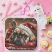 ブルドッグフランスのクリスマスフェスティバル ペーパープレート (パーティー)