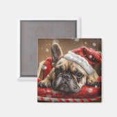 ブルドッグフランスのクリスマスフェスティバル マグネット (正面/裏面)