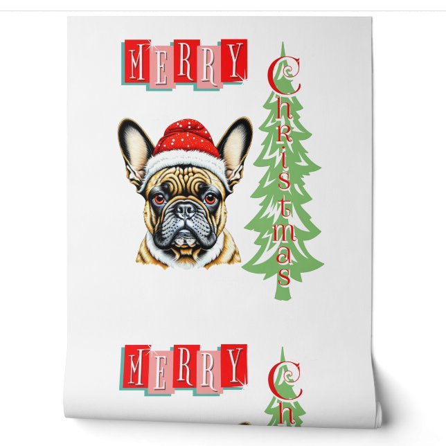 ブルドッグフランスのクリスマスプレゼント 壁紙 (ほどく)