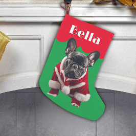ブルドッグフランスのクリスマスペットかわいい犬の休日 スモールクリスマスストッキング