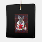 ブルドッグフランスのクリスマスライト醜いセーター犬 セラミックオーナメント (左)