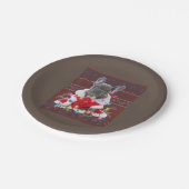 ブルドッグフランスのクリスマスライト醜いセーター犬 ペーパープレート (アングル)