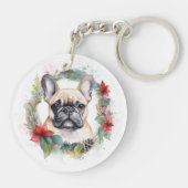 ブルドッグフランスのクリスマスリースフェスティバルカップ キーホルダー (裏面)