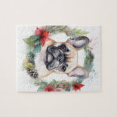 ブルドッグフランスのクリスマスリースフェスティバルカップ ジグソーパズル (横)