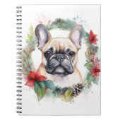ブルドッグフランスのクリスマスリースフェスティバルカップ ノートブック (正面)