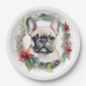 ブルドッグフランスのクリスマスリースフェスティバルカップ ペーパープレート (正面)