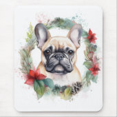 ブルドッグフランスのクリスマスリースフェスティバルカップ マウスパッド (正面)