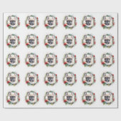 ブルドッグフランスのクリスマスリースフェスティバルカップ ラッピングペーパー (フラット)