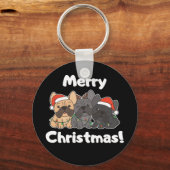 ブルドッグフランスのクリスマス動物かわいい犬ケチャイ キーホルダー (正面)