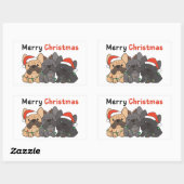 ブルドッグフランスのクリスマス動物可愛い犬の広場 長方形シール (シート)