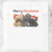 ブルドッグフランスのクリスマス動物可愛い犬の広場 長方形シール (バッグ)