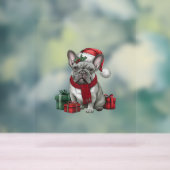 ブルドッグフランスのクリスマス照明サンタブルフランスのドッグ アクリルサイン (ニュートラル)