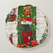 ブルドッグフランスのクリスマス装飾用クッション ラウンドクッション (裏面)