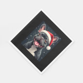 ブルドッグフランスのクリスマス長袖Tシャツ スタンダードランチョンナプキン (角)