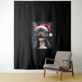 ブルドッグフランスのクリスマス長袖Tシャツ タペストリー (インサイチュ)