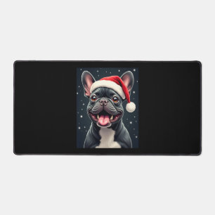 ブルドッグフランスのクリスマス長袖Tシャツ デスクマット