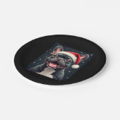 ブルドッグフランスのクリスマス長袖Tシャツ ペーパープレート (アングル)