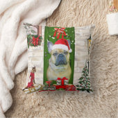ブルドッグフランスのクリスマス クッション (ブランケット)