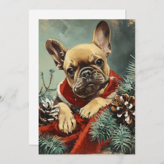 ブルドッグフランスのクリスマス シーズンカード (正面/裏面)