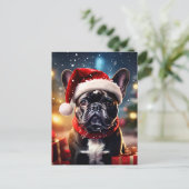 ブルドッグフランスのクリスマス シーズンポストカード (スタンド正面)