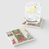 ブルドッグフランスのクリスマス ストーンコースター (横)