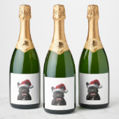 ブルドッグフランスのクリスマス スパークリングワインラベル (ボトル)