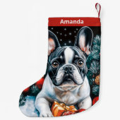 ブルドッグフランスのクリスマス スモールクリスマスストッキング (裏面)