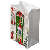ブルドッグフランスのクリスマス ミディアムペーパーバッグ (正面アングル)