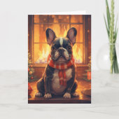 ブルドッグフランスのクリスマス – 居心地の良いセーター カード (正面)