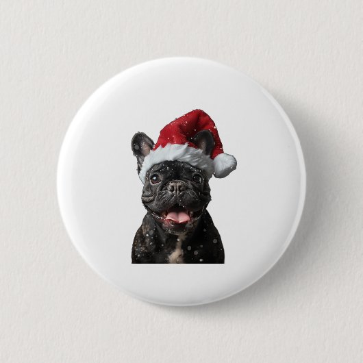 ブルドッグフランスのクリスマス 缶バッジ (正面)