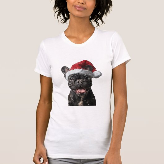 ブルドッグフランスのクリスマス Tシャツ (正面)