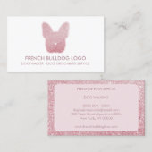 ブルドッグフランスのグリッターピンクのきらめく子犬 名刺 (正面/裏面)