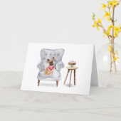 ブルドッグフランスのグリーティングカード誕生日カード カード (黄色い花)