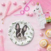 ブルドッグフランスのグリーンリーボホベイビーシャワー ペーパープレート (パーティー)