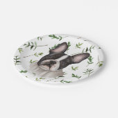 ブルドッグフランスのグリーンリーボホベイビーシャワー ペーパープレート (アングル)