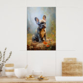 ブルドッグフランスのグレイの子犬 ポスター (キッチン)