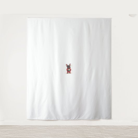 ブルドッグフランスのコージーココアドッグ タペストリー (正面)